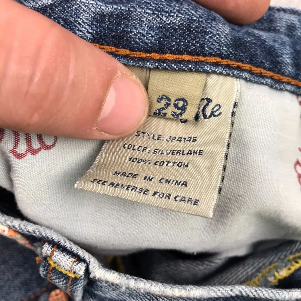 Miss Me Jeans Womens 29 (31x25) Distressed Patchwork Cropped Retro Hippie Denim - Picture 6 of 14